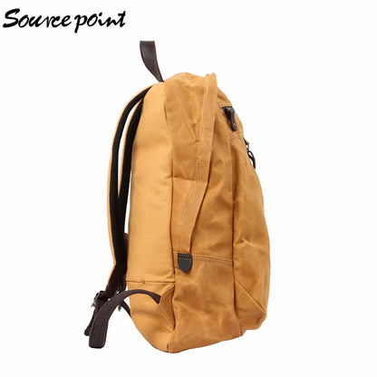 Waxed canvas backpack retro laptop bags men outdoor hiking rucksack waterproof travel backpack