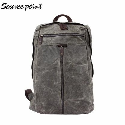 Waxed canvas backpack retro laptop bags men outdoor hiking rucksack waterproof travel backpack