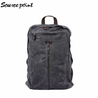 Waxed canvas backpack retro laptop bags men outdoor hiking rucksack waterproof travel backpack