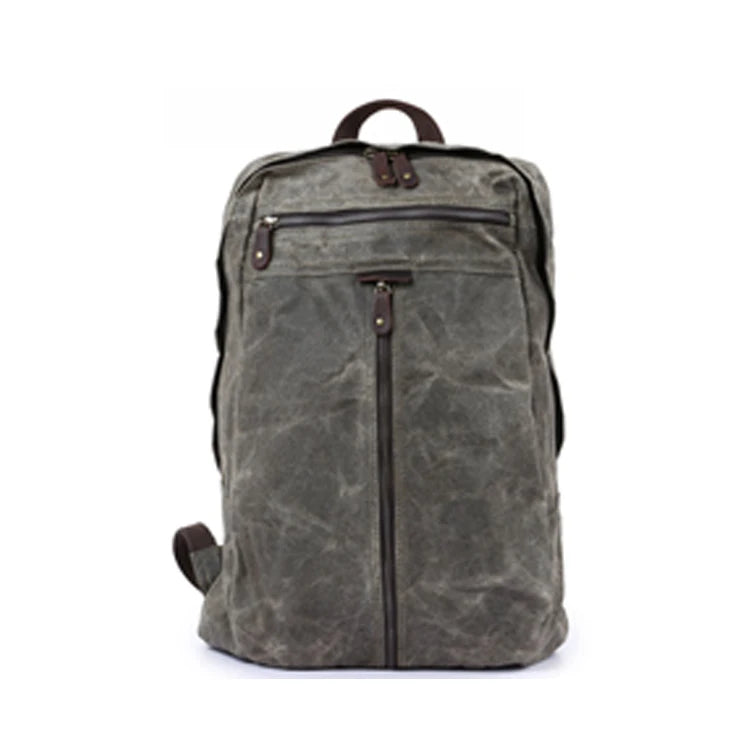 Waxed canvas backpack retro laptop bags men outdoor hiking rucksack waterproof travel backpack