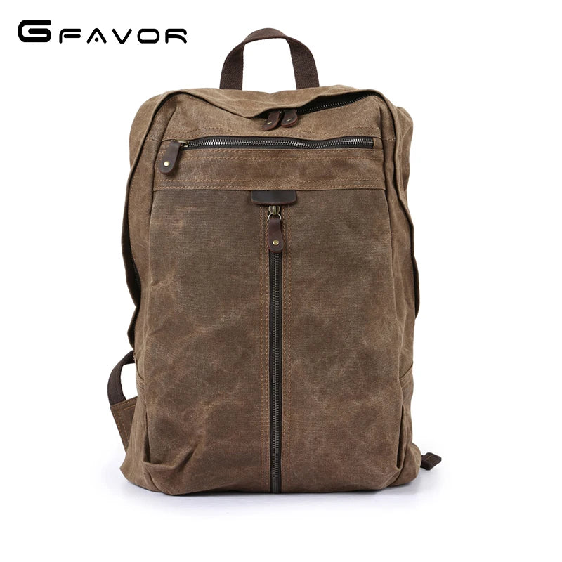 Waxed canvas backpack retro laptop bags men outdoor hiking rucksack waterproof travel backpack