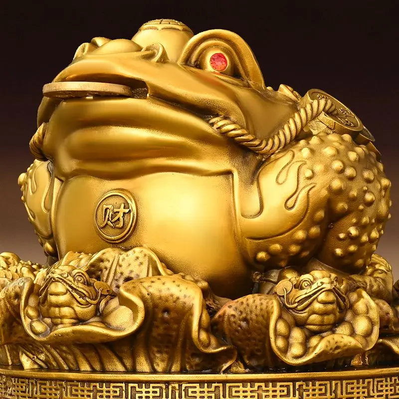 Wealth All Copper Golden Toad Ornament Three Legged Golden Toad Treasure Bowl Hundred Wealth Golden Toad Home Living Ornaments