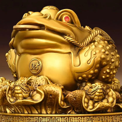 Wealth All Copper Golden Toad Ornament Three Legged Golden Toad Treasure Bowl Hundred Wealth Golden Toad Home Living Ornaments