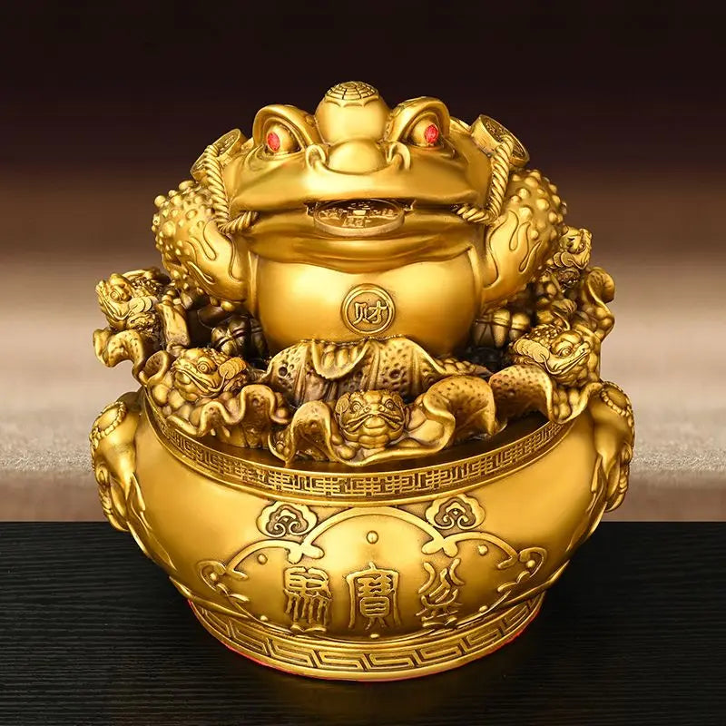 Wealth All Copper Golden Toad Ornament Three Legged Golden Toad Treasure Bowl Hundred Wealth Golden Toad Home Living Ornaments
