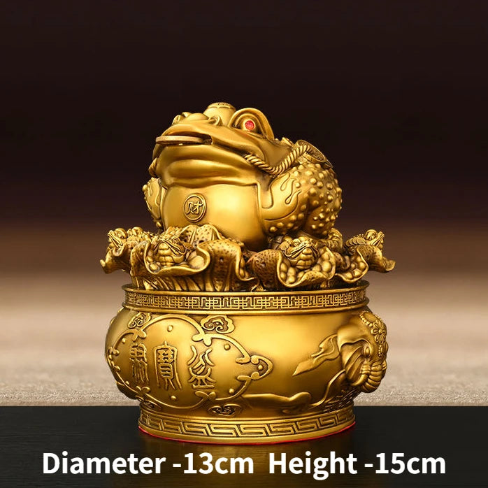 Wealth All Copper Golden Toad Ornament Three Legged Golden Toad Treasure Bowl Hundred Wealth Golden Toad Home Living Ornaments