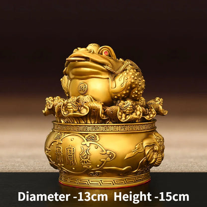 Wealth All Copper Golden Toad Ornament Three Legged Golden Toad Treasure Bowl Hundred Wealth Golden Toad Home Living Ornaments