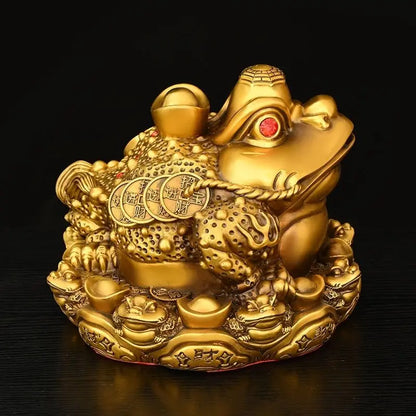 Wealth Attract Zhaocai Copper Gold Toad Ornament Three Legged Toad Office Decoration Living Room Wine Cabinet Craft Opening Gift