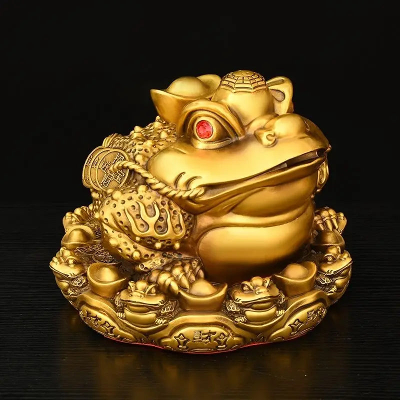 Wealth Attract Zhaocai Copper Gold Toad Ornament Three Legged Toad Office Decoration Living Room Wine Cabinet Craft Opening Gift