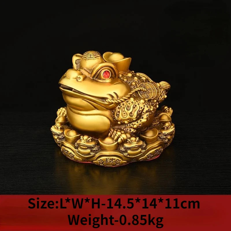 Wealth Attract Zhaocai Copper Gold Toad Ornament Three Legged Toad Office Decoration Living Room Wine Cabinet Craft Opening Gift