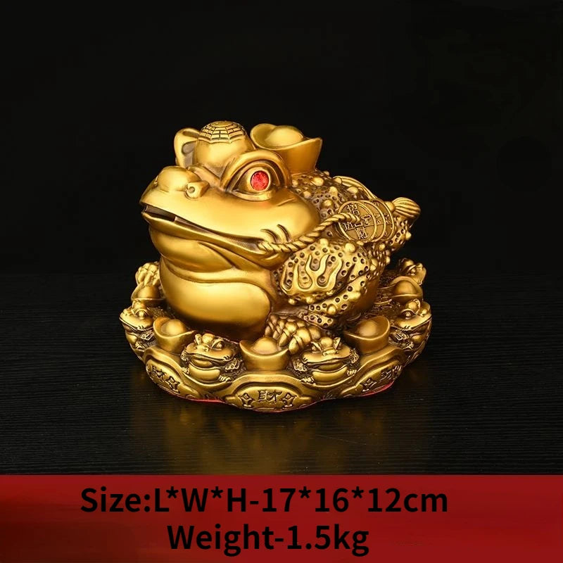 Wealth Attract Zhaocai Copper Gold Toad Ornament Three Legged Toad Office Decoration Living Room Wine Cabinet Craft Opening Gift
