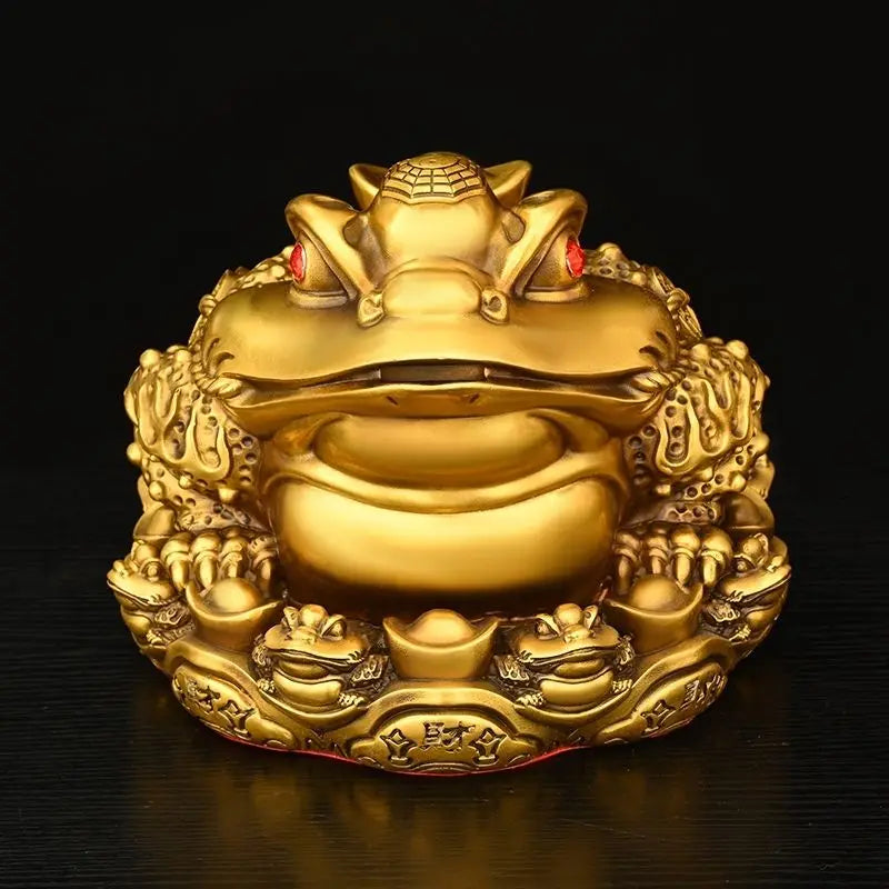 Wealth Attract Zhaocai Copper Gold Toad Ornament Three Legged Toad Office Decoration Living Room Wine Cabinet Craft Opening Gift