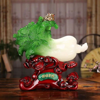 Wealth Attract Zhaocai Jade Cabbage Ornaments  Golden Toad  Baicai Handicrafts Home Decorations Housewarming and Opening Gifts
