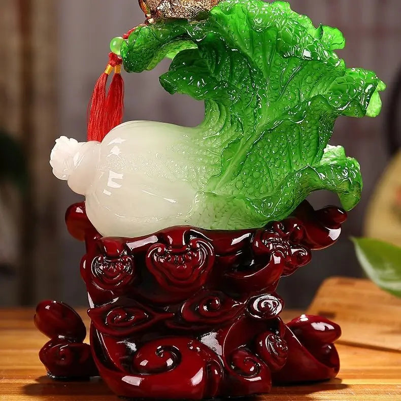 Wealth Attract Zhaocai Jade Cabbage Ornaments  Golden Toad  Baicai Handicrafts Home Decorations Housewarming and Opening Gifts