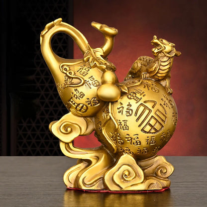 Wealth Attract Zhaocai Pixiu Gourd Ornaments Pure Copper Fulu Pixiu Crafts Relocation Opening Gift Home Wine Cabinet Decoration