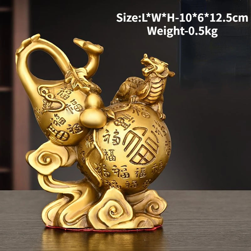 Wealth Attract Zhaocai Pixiu Gourd Ornaments Pure Copper Fulu Pixiu Crafts Relocation Opening Gift Home Wine Cabinet Decoration