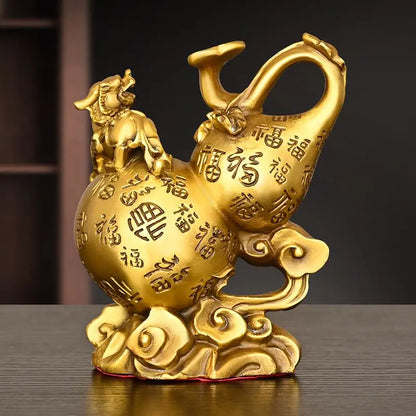 Wealth Attract Zhaocai Pixiu Gourd Ornaments Pure Copper Fulu Pixiu Crafts Relocation Opening Gift Home Wine Cabinet Decoration