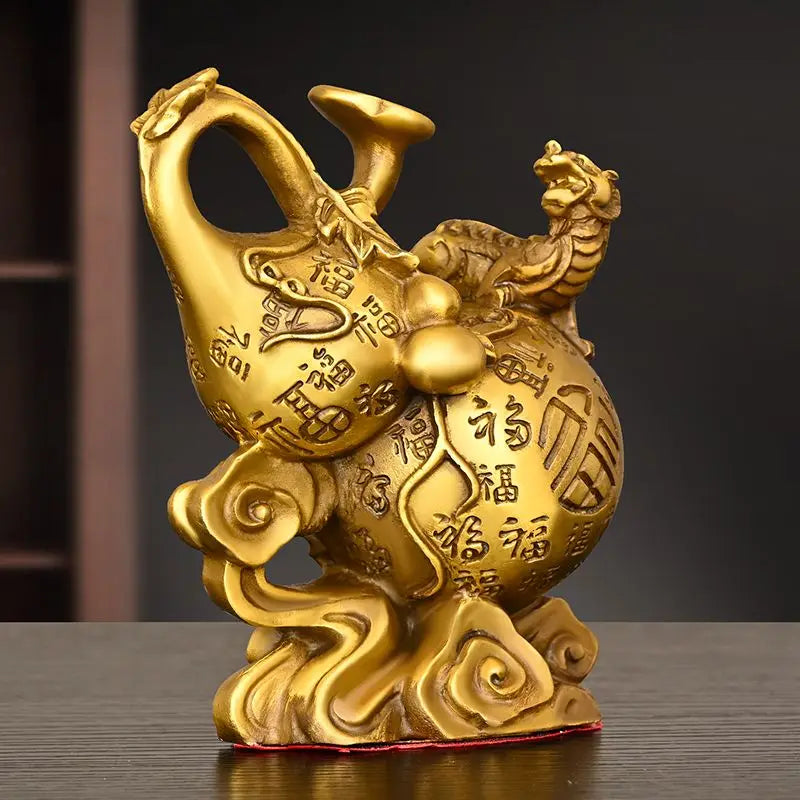 Wealth Attract Zhaocai Pixiu Gourd Ornaments Pure Copper Fulu Pixiu Crafts Relocation Opening Gift Home Wine Cabinet Decoration