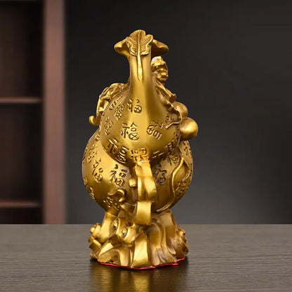 Wealth Attract Zhaocai Pixiu Gourd Ornaments Pure Copper Fulu Pixiu Crafts Relocation Opening Gift Home Wine Cabinet Decoration