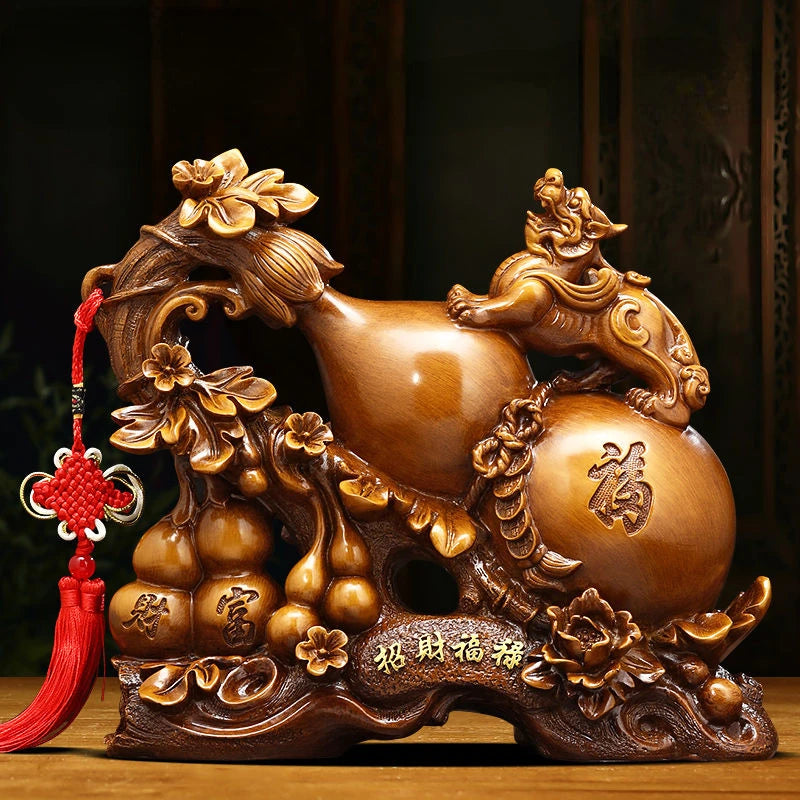 Wealth Fulu Zhaocai Gourd Decoration Pixiu Home Living Room Foyer TV Cabinet Ornamnents Crafts Housewarming  Opening Gift