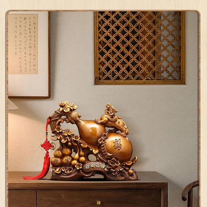 Wealth Fulu Zhaocai Gourd Decoration Pixiu Home Living Room Foyer TV Cabinet Ornamnents Crafts Housewarming  Opening Gift