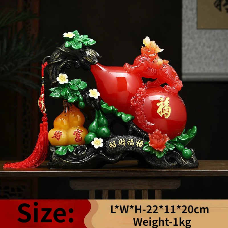 Wealth Fulu Zhaocai Gourd Decoration Pixiu Home Living Room Foyer TV Cabinet Ornamnents Crafts Housewarming  Opening Gift