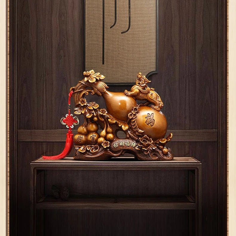 Wealth Fulu Zhaocai Gourd Decoration Pixiu Home Living Room Foyer TV Cabinet Ornamnents Crafts Housewarming  Opening Gift