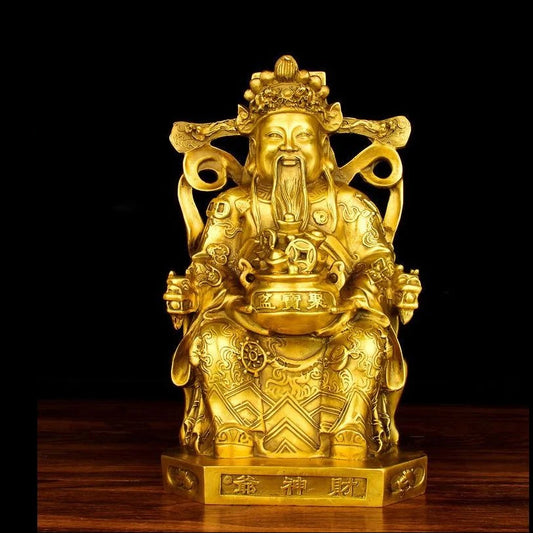 Wealth Pure Copper God of Wealth Bronze Statue Decoration  Home Store Opening Wealth Attraction