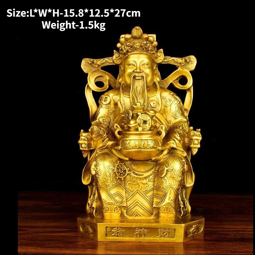 Wealth Pure Copper God of Wealth Bronze Statue Decoration  Home Store Opening Wealth Attraction