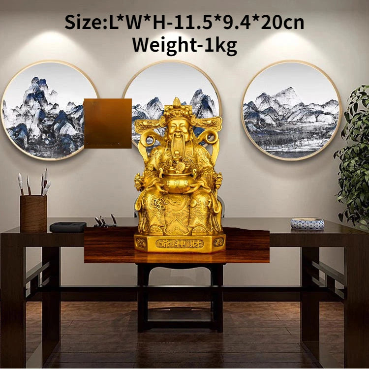 Wealth Pure Copper God of Wealth Bronze Statue Decoration  Home Store Opening Wealth Attraction