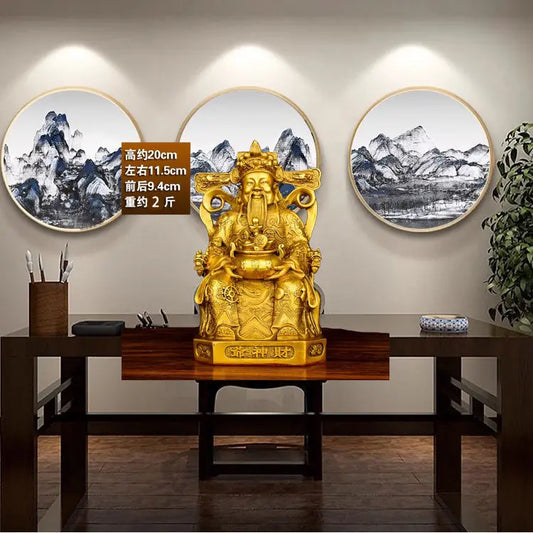 Wealth Pure Copper God of Wealth Bronze Statue Decoration  Home Store Opening Wealth Attraction