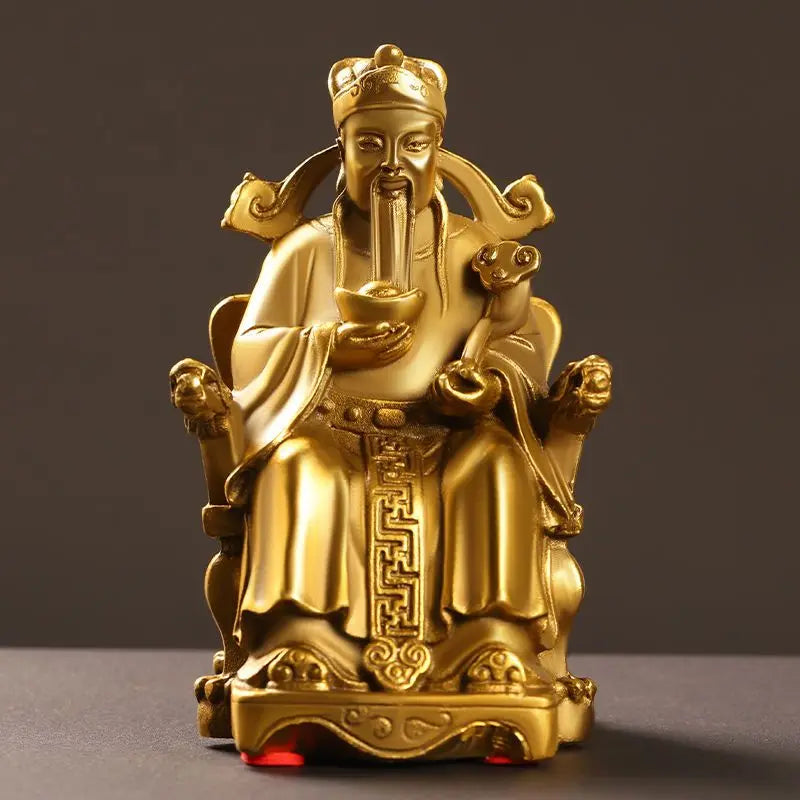 Wealth Pure Copper God of Wealth Decorative Articles Yuanbao Ruyi Fuzi God of Wealth Home Office Table Decoration Crafts