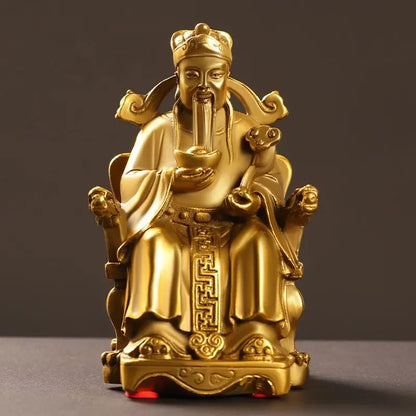 Wealth Pure Copper God of Wealth Decorative Articles Yuanbao Ruyi Fuzi God of Wealth Home Office Table Decoration Crafts