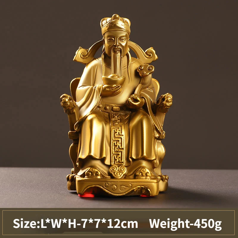 Wealth Pure Copper God of Wealth Decorative Articles Yuanbao Ruyi Fuzi God of Wealth Home Office Table Decoration Crafts