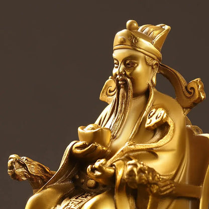 Wealth Pure Copper God of Wealth Decorative Articles Yuanbao Ruyi Fuzi God of Wealth Home Office Table Decoration Crafts