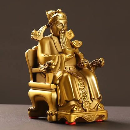 Wealth Pure Copper God of Wealth Decorative Articles Yuanbao Ruyi Fuzi God of Wealth Home Office Table Decoration Crafts