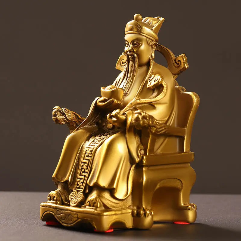Wealth Pure Copper God of Wealth Decorative Articles Yuanbao Ruyi Fuzi God of Wealth Home Office Table Decoration Crafts