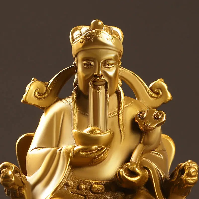 Wealth Pure Copper God of Wealth Decorative Articles Yuanbao Ruyi Fuzi God of Wealth Home Office Table Decoration Crafts