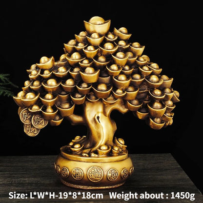 Wealth Tree Chinese Pure Copper Bring Lucky Money Tree Ornaments Pot Tree Living Room Office Desktop Decoration