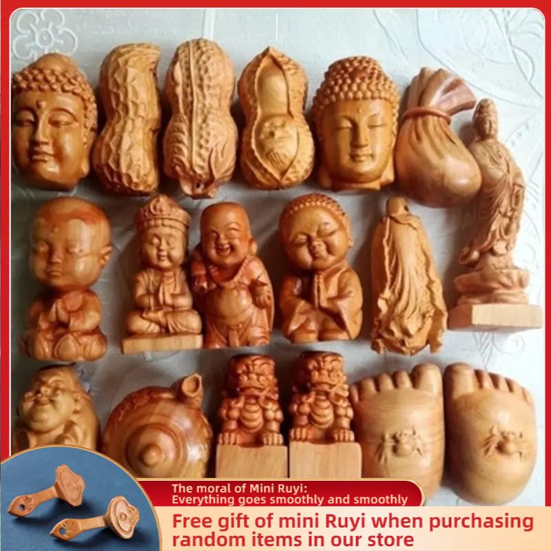 Wealth-bringing Taihang Cliff Cypress Wood Ageing High Oil High-density Sculpture Modern Art Statues for Decoration Desk Decor