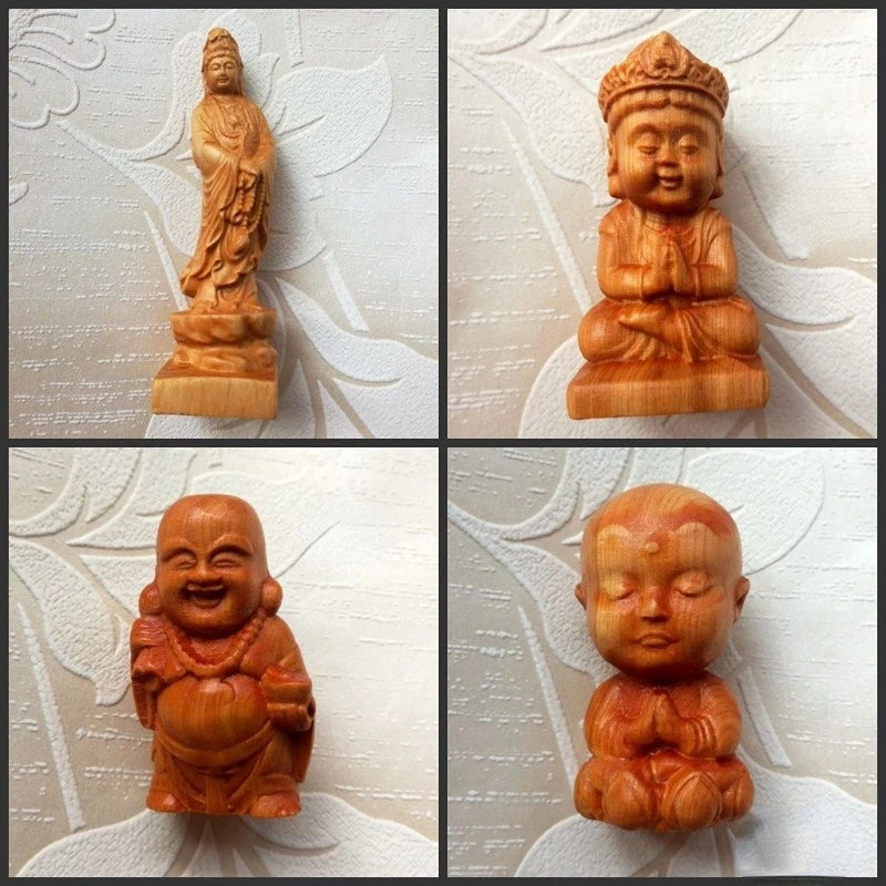 Wealth-bringing Taihang Cliff Cypress Wood Ageing High Oil High-density Sculpture Modern Art Statues for Decoration Desk Decor