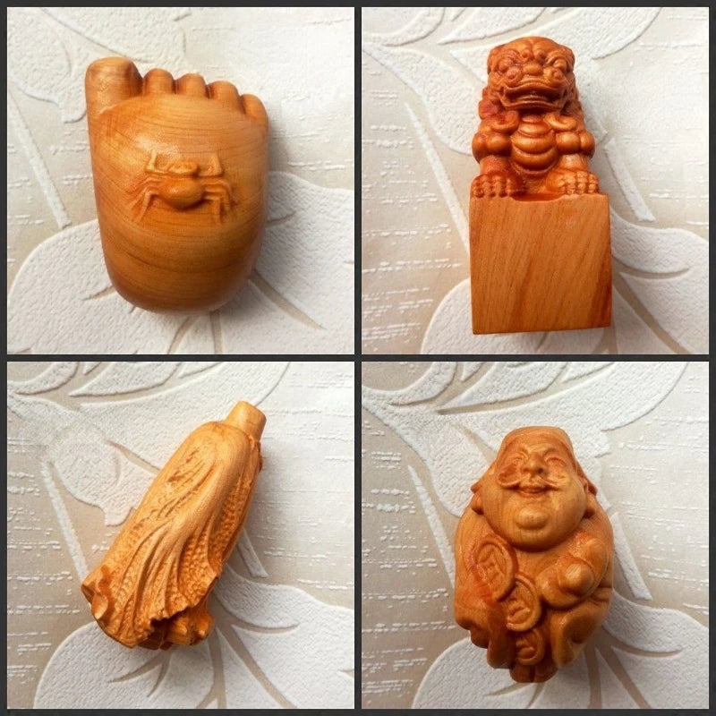 Wealth-bringing Taihang Cliff Cypress Wood Ageing High Oil High-density Sculpture Modern Art Statues for Decoration Desk Decor
