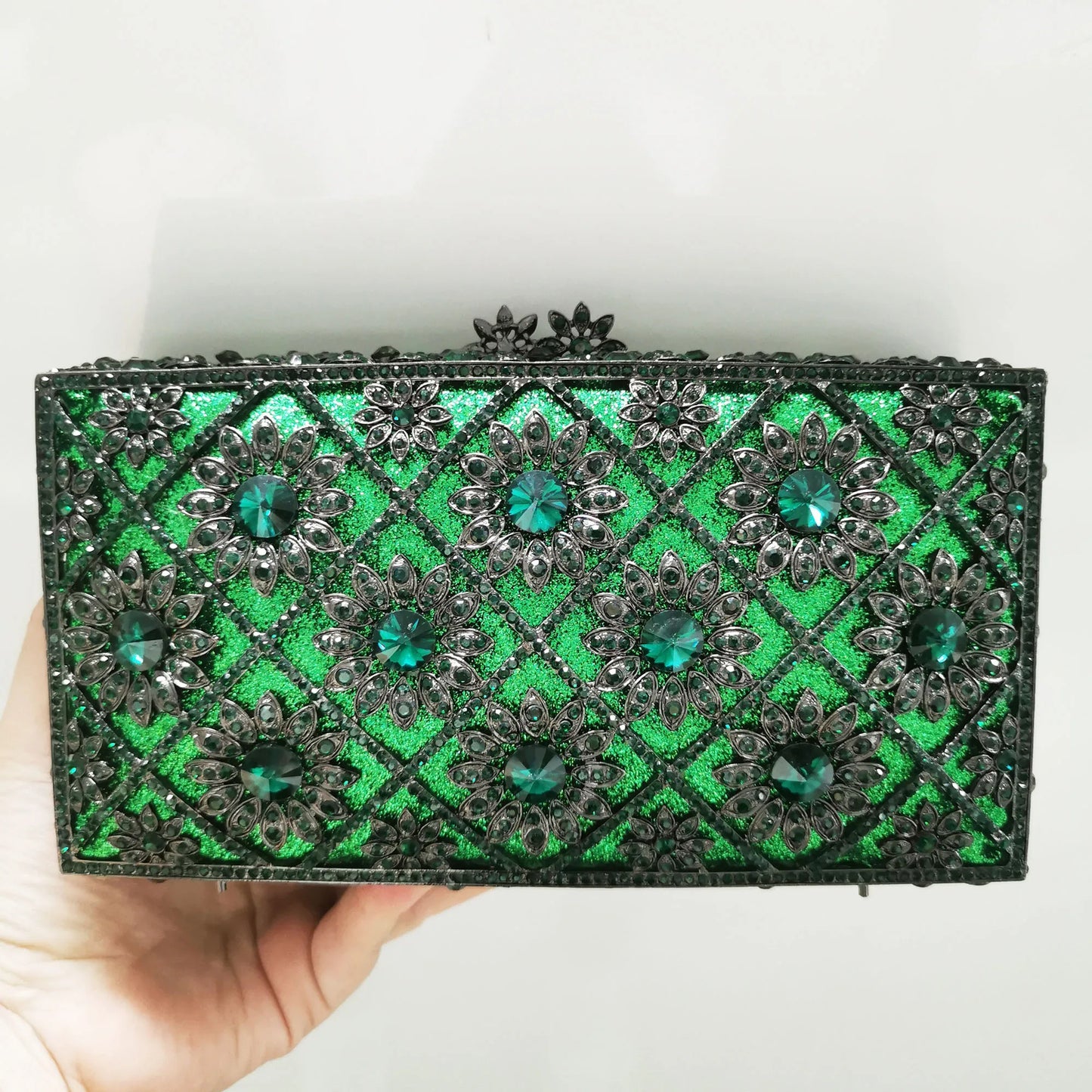 Wedding Bridal Green Gold Champagne Clutches Dinner Toted Gift Stone Purse Diamond Lady Handbag Party Crystal Women Evening Bag