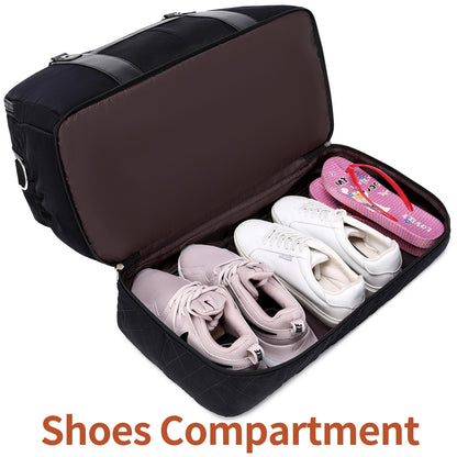 Weekender Bags for Women Overnight Bag Large Canvas Travel Duffel Bag with Shoe Compartment Carry On Tote Bag for Travel