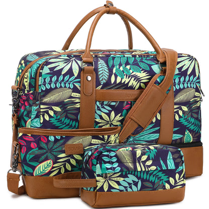 Weekender Bags for Women Overnight Bag Large Canvas Travel Duffel Bag with Shoe Compartment Carry On Tote Bag for Travel
