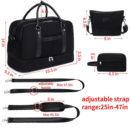 Weekender Bags for Women Overnight Bag Large Canvas Travel Duffel Bag with Shoe Compartment Carry On Tote Bag for Travel