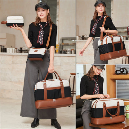 Weekender Bags for Women Overnight Bag Large Canvas Travel Duffel Bag with Shoe Compartment Carry On Tote Bag for Travel