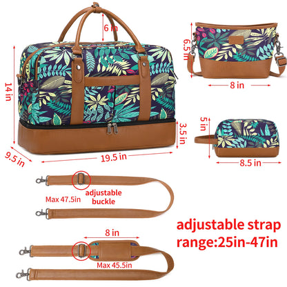 Weekender Bags for Women Overnight Bag Large Canvas Travel Duffel Bag with Shoe Compartment Carry On Tote Bag for Travel