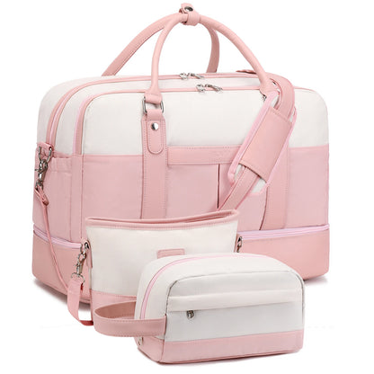 Weekender Bags for Women Overnight Bag Large Canvas Travel Duffel Bag with Shoe Compartment Carry On Tote Bag for Travel
