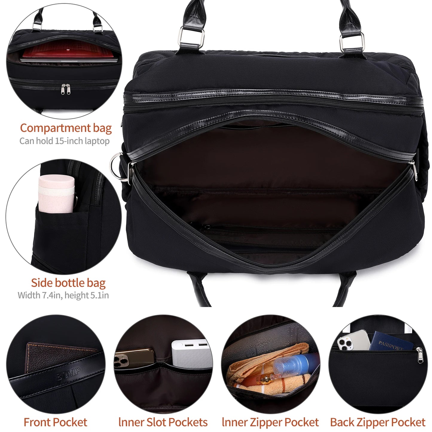 Weekender Bags for Women Overnight Bag Large Canvas Travel Duffel Bag with Shoe Compartment Carry On Tote Bag for Travel