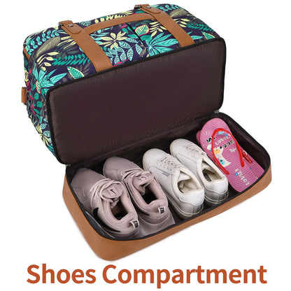 Weekender Bags for Women Overnight Bag Large Canvas Travel Duffel Bag with Shoe Compartment Carry On Tote Bag for Travel